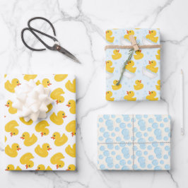 Geel Rubber Eend Baby shower Wrapping Paper Shee