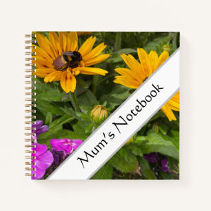 Geel Rudbeckia Flowers Roze Phlox en Bee Notitieboek
