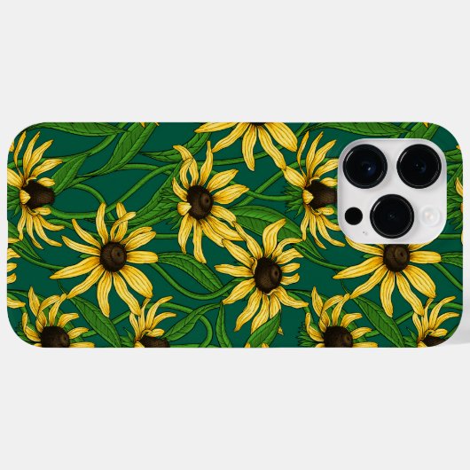 Geel Rudbekia op donkergroen Case-Mate iPhone Case (Achterkant (horizontaal))