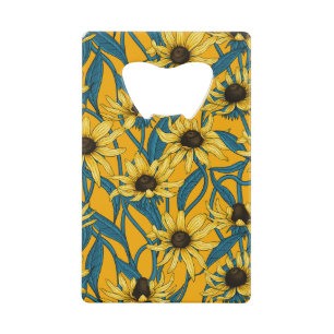 Geel Rudbekia op geel Kredietkaart Flessenopener