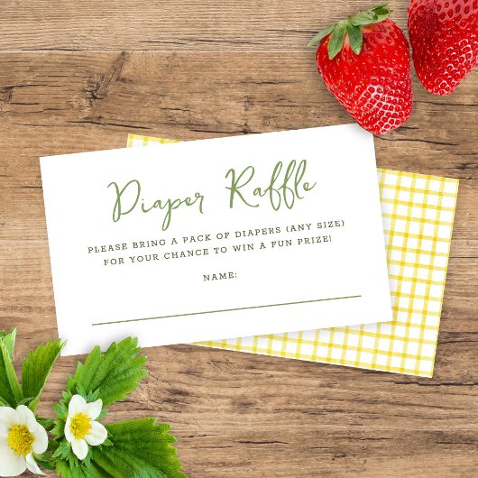 Geel & Salie Waterverf Luierraffle Baby Shower Informatiekaartje