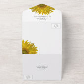 Geel Scattered Sunflower Weddenschap All In One Uitnodiging (Buitenkant)