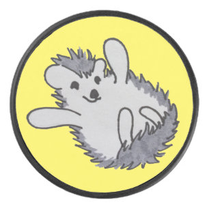 Geel schattig gelukkig egel hockey puck