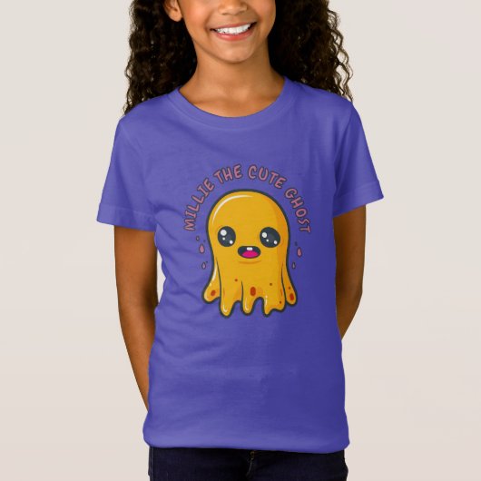 Geel Schattige Kawaii Ghost T-shirt (Voorkant)