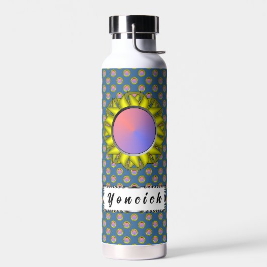 Geel schijflint door Kenneth Yoncich Waterfles (Links)