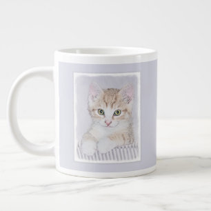 Geel schilderij - Oorspronkelijke kattenkunst Extra Grote Beker
