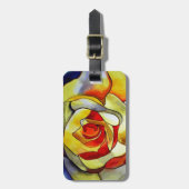 Geel schilderij van Freesia waterverf Bagagelabel (Voorkant verticaal)