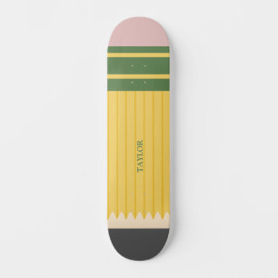 Geel schoolpotlood Grafisch gepersonaliseerd Skateboard