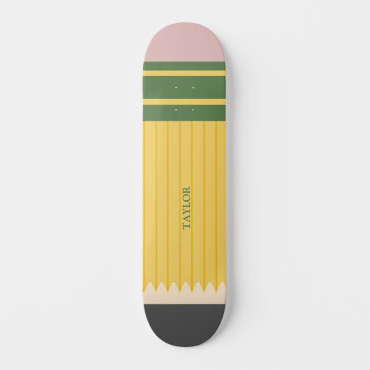 Geel schoolpotlood Grafisch gepersonaliseerd Skateboard (Voorkant)