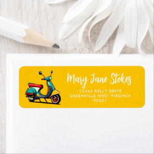 Geel SCOOTER Retouradreslabel Gepersonaliseerd Etiket