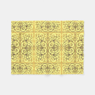 Geel scrollenpatroon fleece deken