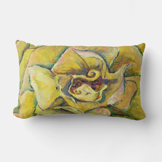 Geel Sierkussen met rozenzwijn Kussen (Voorkant)