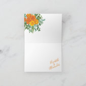 Geel Sinaasappel bruiloft Bedankkaart (Binnen)