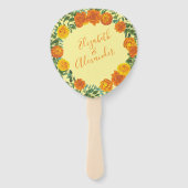 Geel Sinaasappel bruiloft Handwaaier (Voorkant)