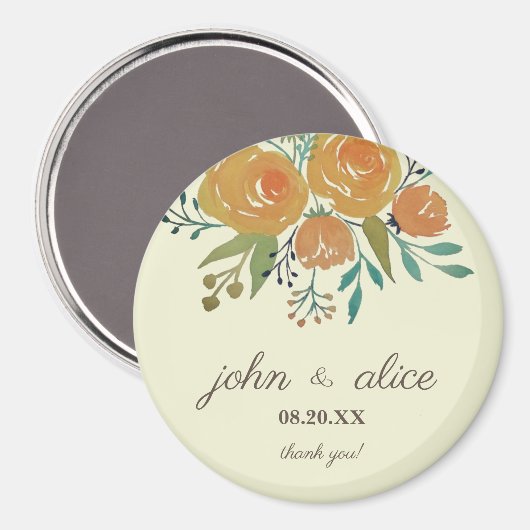 Geel Sinaasappel, bruin en crème Magneet (Voorkant / Achterkant)