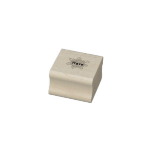 Geel sinaasappel bruine zonnebloem voeg naam tekst rubberstempel