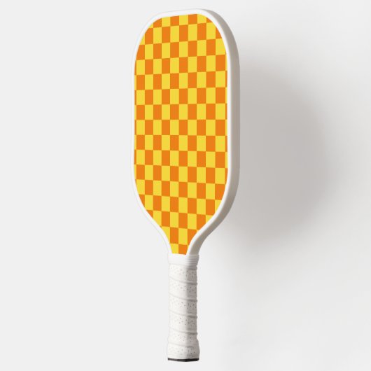 Geel Sinaasappel Checkerboard Checkerboard Checker Pickleball Paddle (Links)