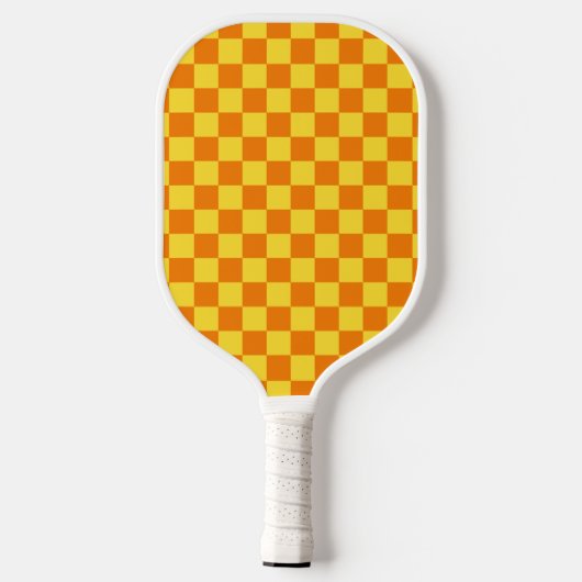Geel Sinaasappel Checkerboard Checkerboard Checker Pickleball Paddle (Achterkant)