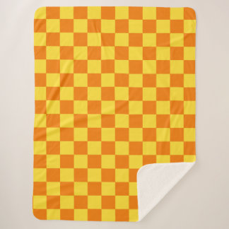 Geel Sinaasappel Checkerboard Checkerboard Checker Sherpa Deken