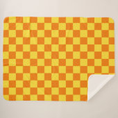 Geel Sinaasappel Checkerboard Checkerboard Checker Sherpa Deken (Voorkant (horizontaal))