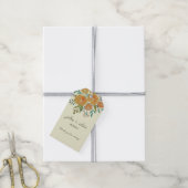 Geel Sinaasappel en Cream Floral Weddenschap Harte Cadeaulabel (Met Touw)
