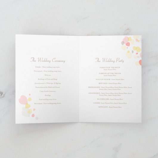 Geel sinaasappel grijs confetti bloemblaadjes brui programma (Binnen)