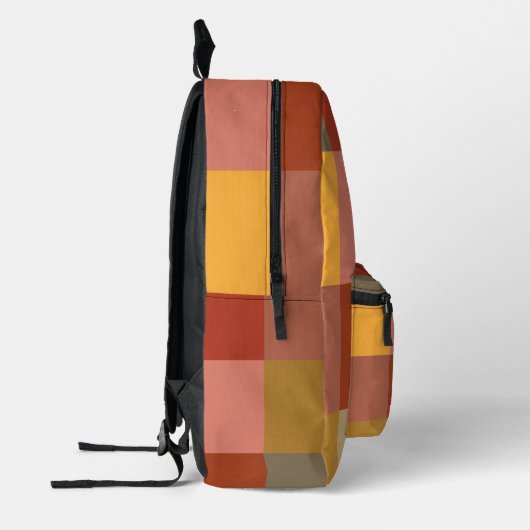 Geel Sinaasappel Tan Veelkleurige Plaid Bedrukte Rugzak (Links)