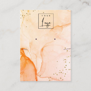 Geel Sinaasappel Waterverf Textuur Oorring Ketting Visitekaartje