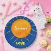 Geel Sinaasappel Zon Zomerliefde Papieren Bordje (Feest)