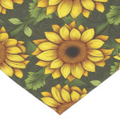 Geel Sinaasappel Zonnebloem met groen & bruin Korte Tafelloper (Hoek)