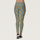 Geel Sinaasappels bloemenpatroon Leggings (Achterkant)