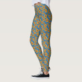 Geel Sinaasappels bloemenpatroon Leggings (Links)