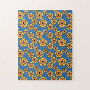 Geel Sinaasappels bloemenpatroon Legpuzzel