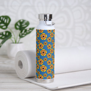 Geel Sinaasappels bloemenpatroon Waterfles