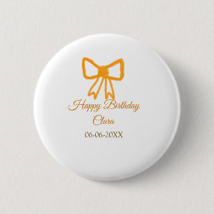 Geel sinaasappels boog waterverf retro Happy Birth Ronde Button 5,7 Cm