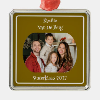 Geel Sinterklaas-Familie Ornament met Foto en Naam