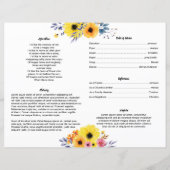 GEEL | Sjabloon van het begrafenisprogramma (Achterkant)