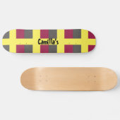 Geel skateboard gesimuleerd rood grijs glitter (Horizontaal)