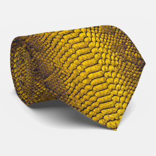 Geel Slangenleer Textuur Snakeskin Stropdas