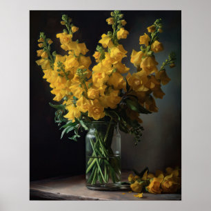 Geel Snapdragon Flowers Art Print Poster