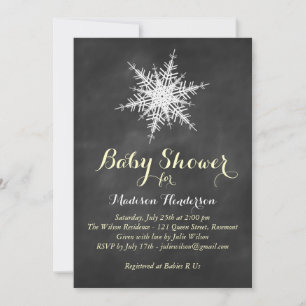 Geel Snowflake Baby shower nodigt op Chalk uit Kaart