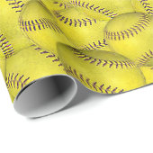 geel softball-collectie cadeaupapier (Rol Hoek)
