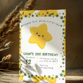 Geel Speelse ster Kids Verjaardag uitnodiging Kaar