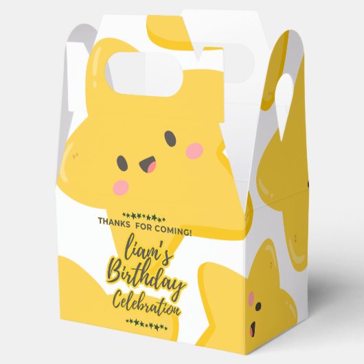 Geel Speelse ster Verjaardagsviering Bedankdoosjes (Geopend)