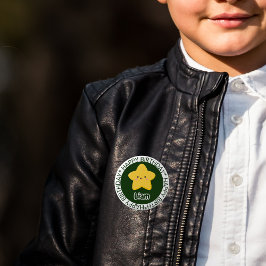 Geel Speelse Sterren Verjaardag  Button