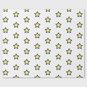 Geel Sterpatroon Minimalistisch Modern Cadeaupapier