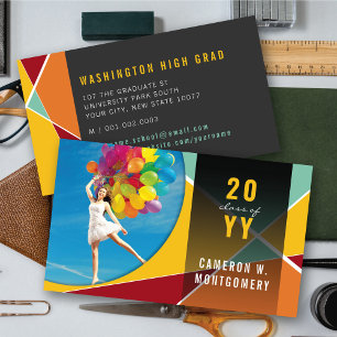 Geel Stijlvolle Geometrische Lijnen Mod Foto Afstu Contactkaartje