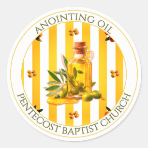 Geel Streep Zalfolie Kerk Favor Geschenk Ronde Sticker
