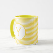 Geel Stripe Monogram Mok (Voorkant links)