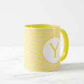Geel Stripe Monogram Mok (Voorkant rechts)